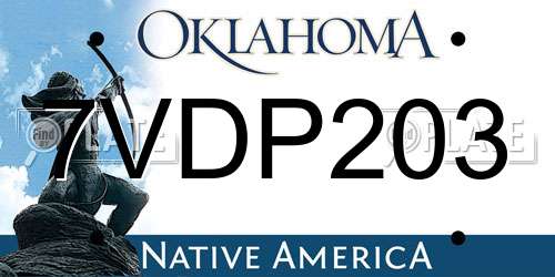 7VDP203 Oklahoma License Plate