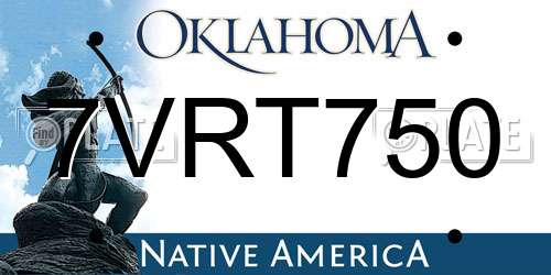 7VRT750 Oklahoma License Plate