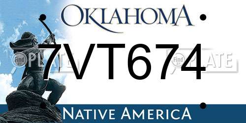 7VT674 Oklahoma License Plate