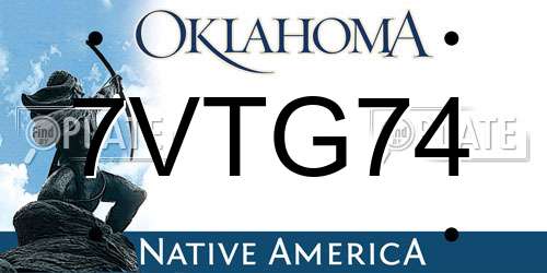 7VTG74 Oklahoma License Plate