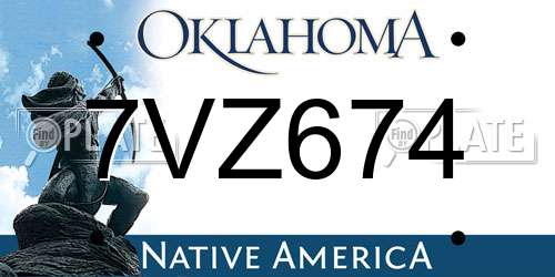 7VZ674 Oklahoma License Plate