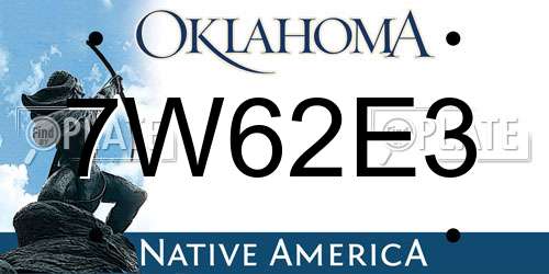 7W62E3 Oklahoma License Plate