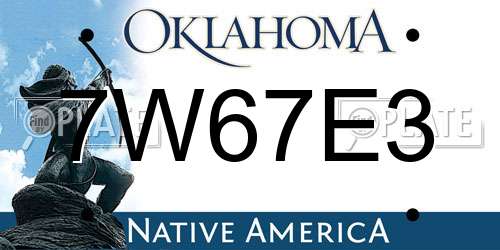 7W67E3 Oklahoma License Plate