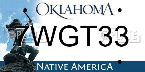 7WGT33 Oklahoma License Plate