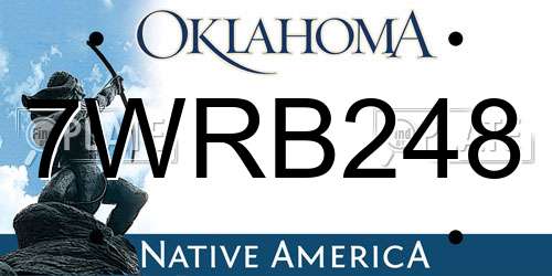 7WRB248 Oklahoma License Plate