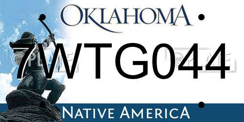 7WTG044 Oklahoma License Plate