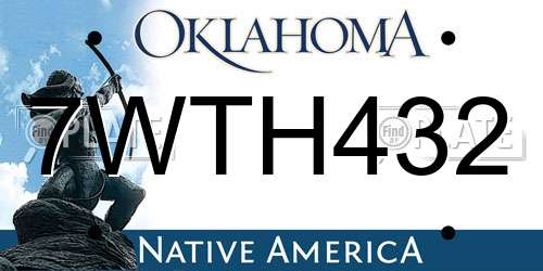 7WTH432 Oklahoma License Plate