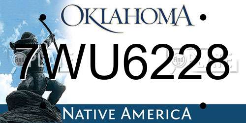 7WU6228 Oklahoma License Plate