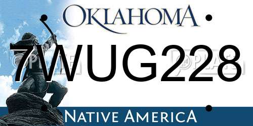 7WUG228 Oklahoma License Plate