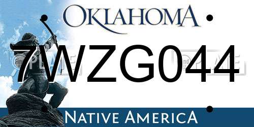7WZG044 Oklahoma License Plate