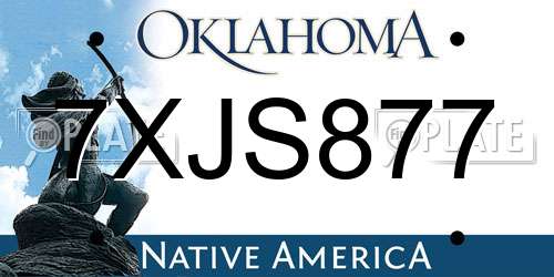 7XJS877 Oklahoma License Plate