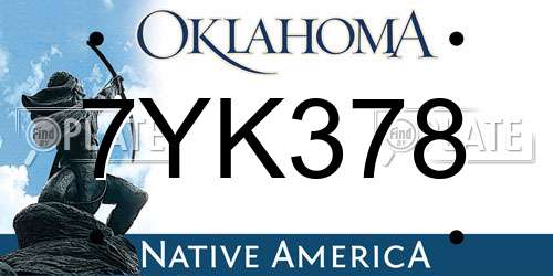 7YK378 Oklahoma License Plate