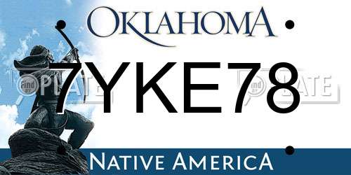 7YKE78 Oklahoma License Plate