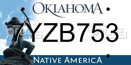 7YZB753 Oklahoma License Plate