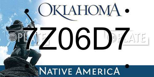 7Z06D7 Oklahoma License Plate