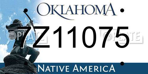 7Z11075 Oklahoma License Plate