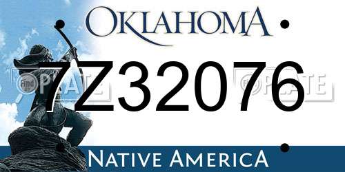 7Z32076 Oklahoma License Plate
