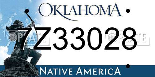 7Z33028 Oklahoma License Plate