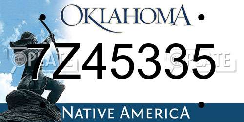 7Z45335 Oklahoma License Plate