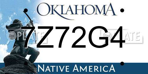 7Z72G4 Oklahoma License Plate