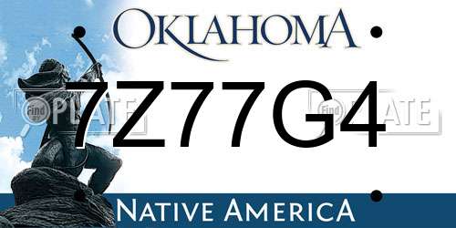 7Z77G4 Oklahoma License Plate