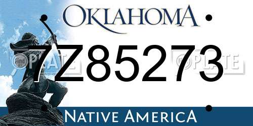 7Z85273 Oklahoma License Plate