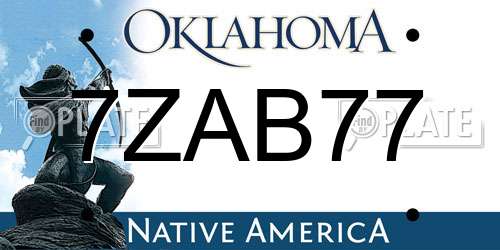 7ZAB77 Oklahoma License Plate