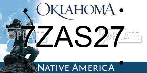 7ZAS27 Oklahoma License Plate