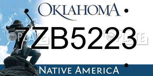 7ZB5223 Oklahoma License Plate
