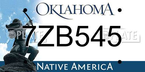 7ZB545 Oklahoma License Plate