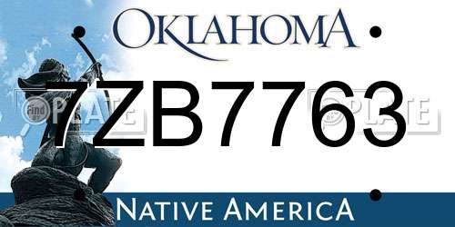 7ZB7763 Oklahoma License Plate