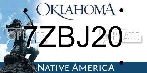 7ZBJ20 Oklahoma License Plate
