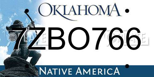 7ZBO766 Oklahoma License Plate