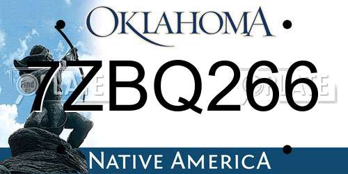 7ZBQ266 Oklahoma License Plate