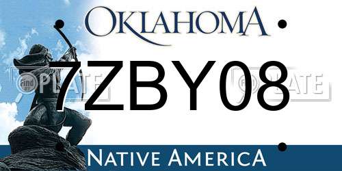 7ZBY08 Oklahoma License Plate
