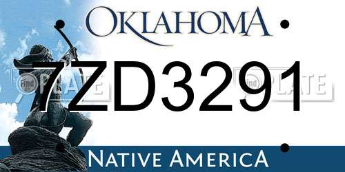 7ZD3291 Oklahoma License Plate