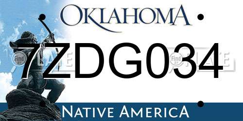 7ZDG034 Oklahoma License Plate
