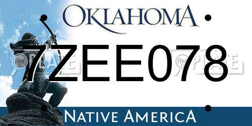 7ZEE078 Oklahoma License Plate