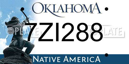 7ZI288 Oklahoma License Plate