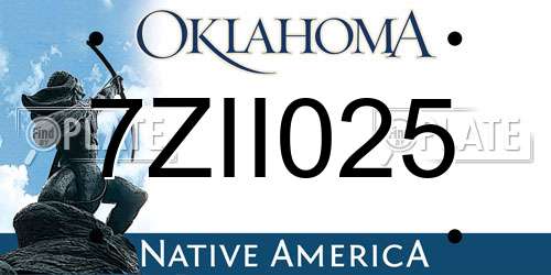 7ZII025 Oklahoma License Plate