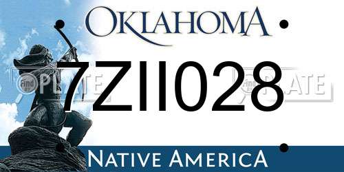 7ZII028 Oklahoma License Plate