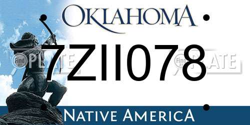 7ZII078 Oklahoma License Plate