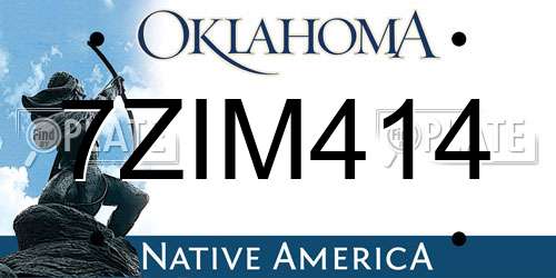 7ZIM414 Oklahoma License Plate