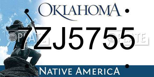 7ZJ5755 Oklahoma License Plate