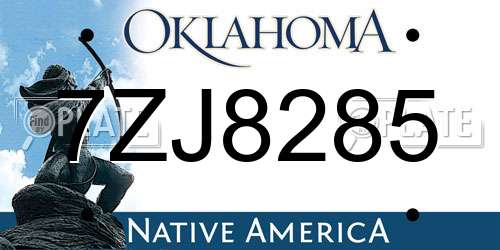 7ZJ8285 Oklahoma License Plate