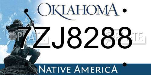 7ZJ8288 Oklahoma License Plate