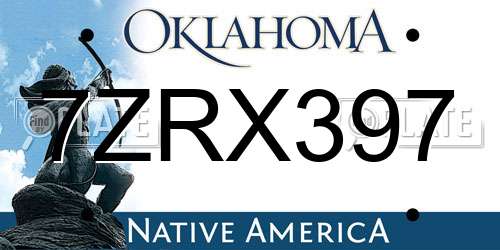 7ZRX397 Oklahoma License Plate