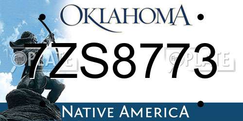 7ZS8773 Oklahoma License Plate