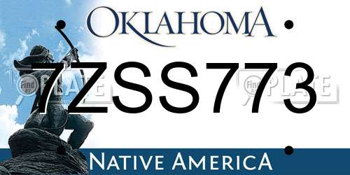 7ZSS773 Oklahoma License Plate
