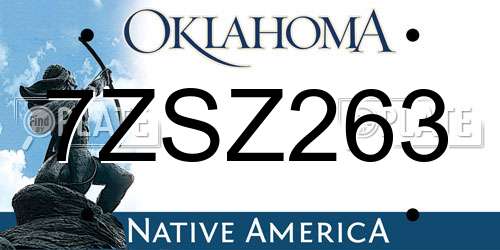 7ZSZ263 Oklahoma License Plate